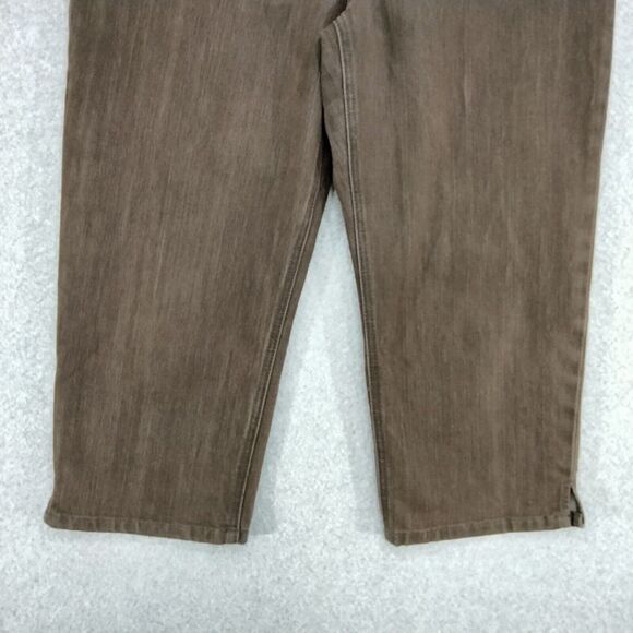 Chico Platinum Denim Capris Womens Size 1 Brown Stretch Side Slit Solid Casual - Picture 3 of 11